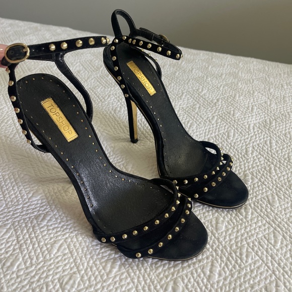Suede Stud Strappy Heels - Picture 1 of 5